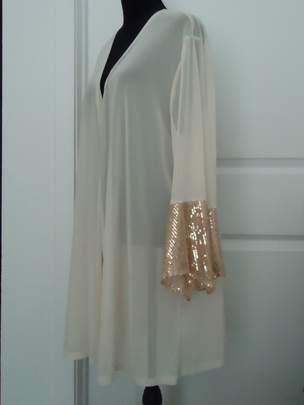 ORIGAMI Women's Beach Cape Ivory Golden Glitter One Size